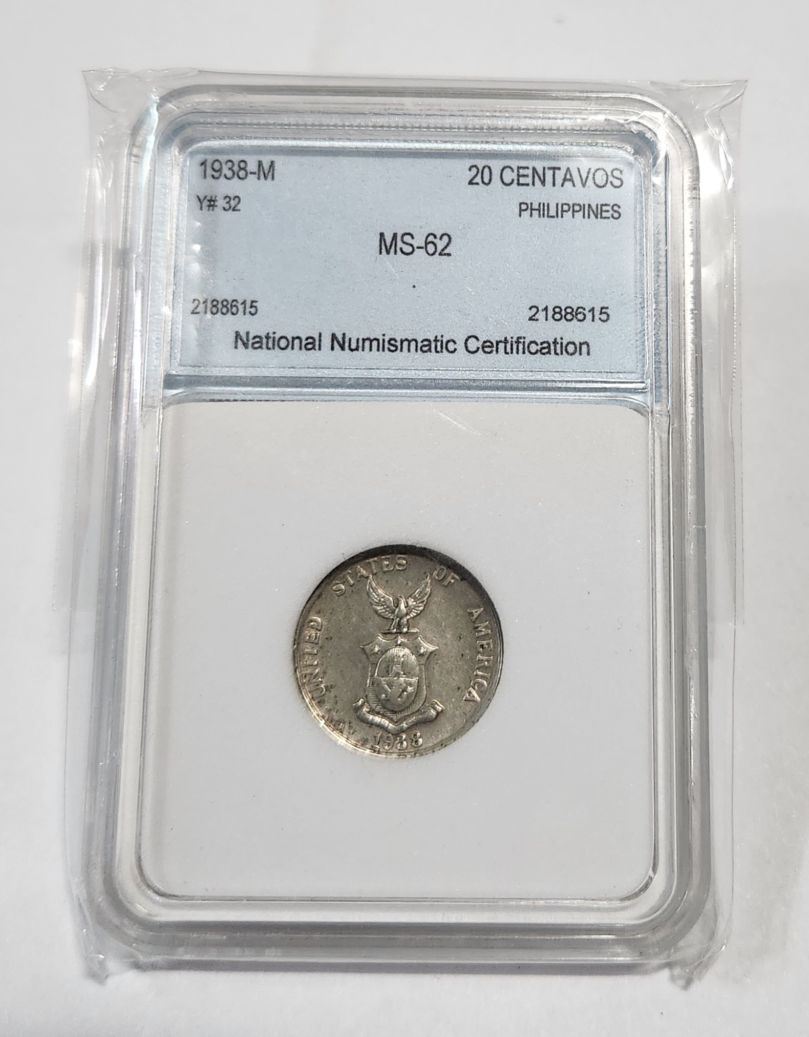 1938년 필리핀20센타보스/MS62