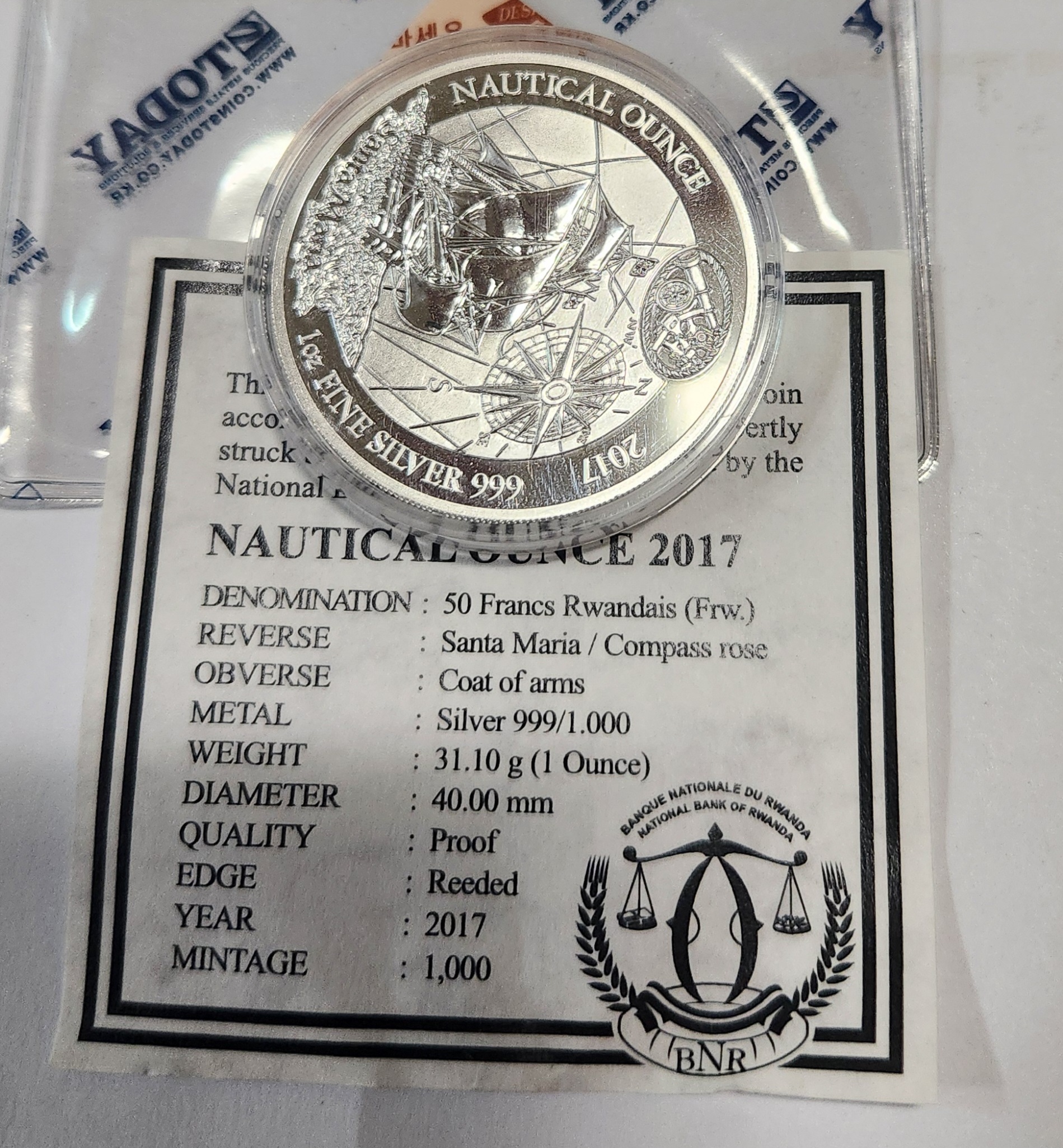 2017년/산타마리아호 50프랑/PF( 푸르프)